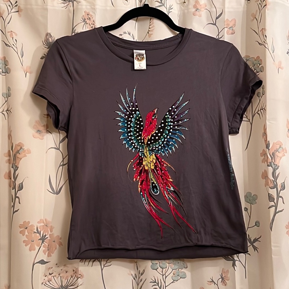 Bedazzled Ed Hardy Parrot DIY cropped tee